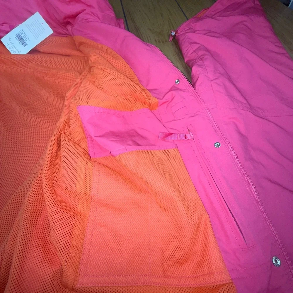 J.Jill Hot Pink Tall‎ Hooded Lightweight Snap Front Jacket Women's Size L